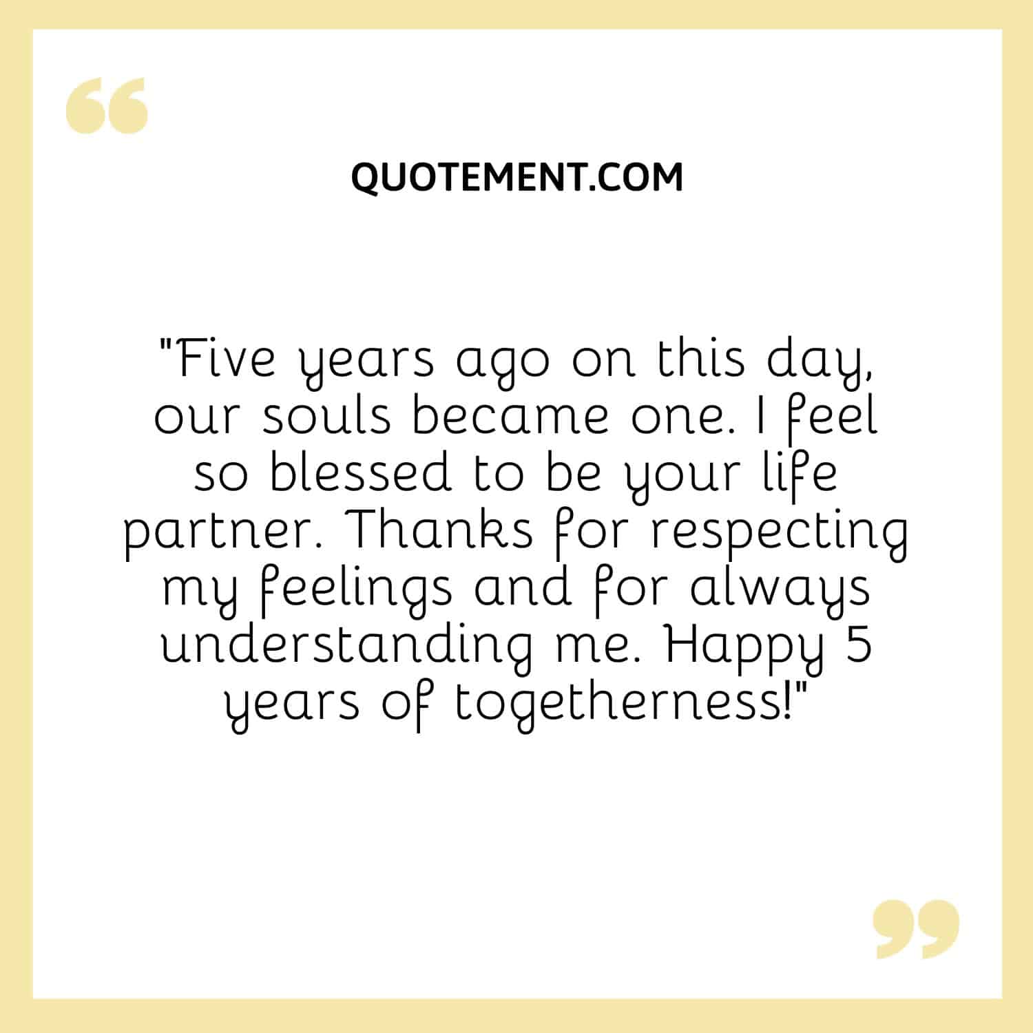 “Five years ago on this day, our souls became one. I feel so blessed to be your life partner. Thanks for respecting my feelings and for always understanding me.