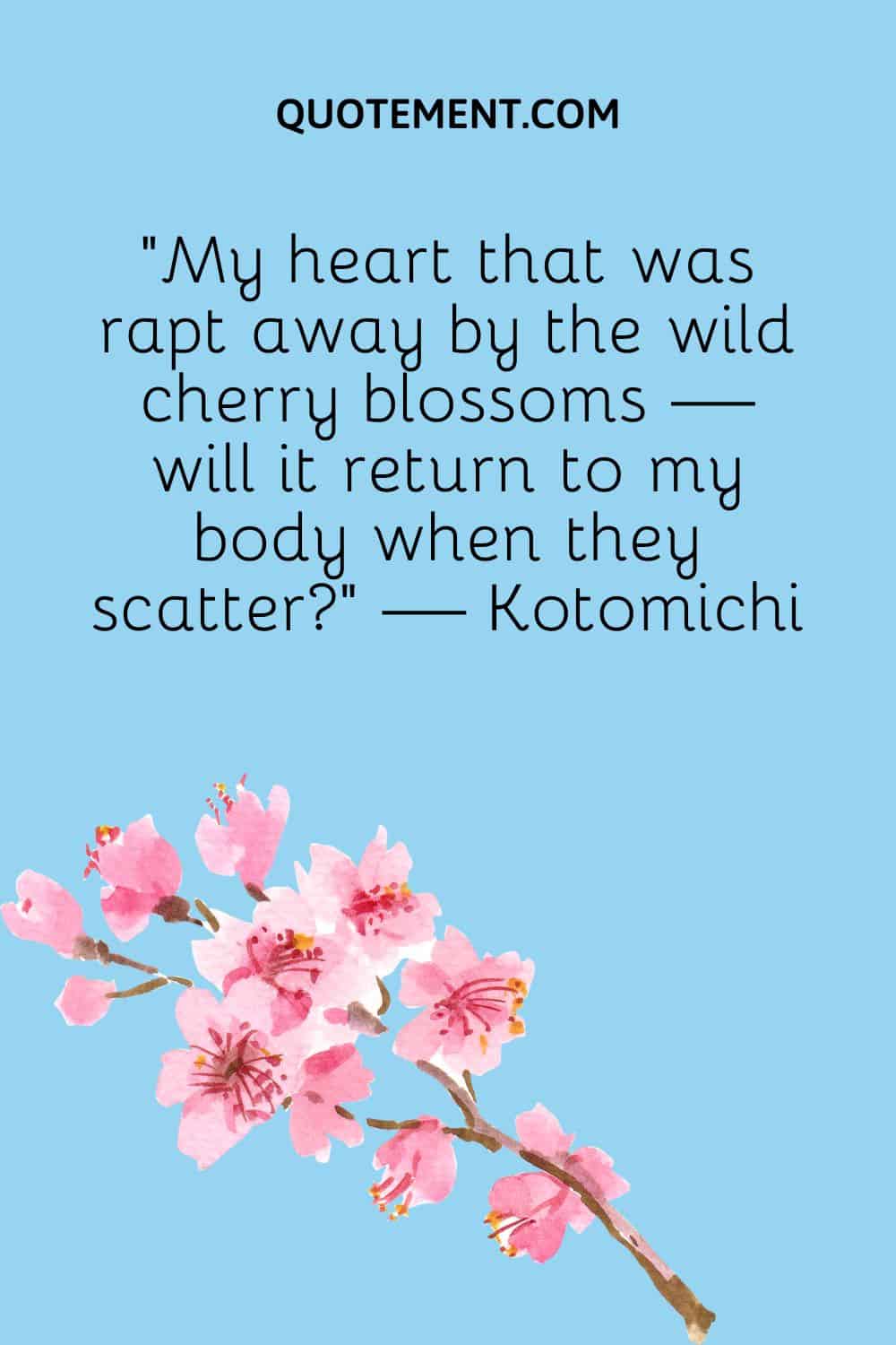 My heart that was rapt away by the wild cherry blossoms