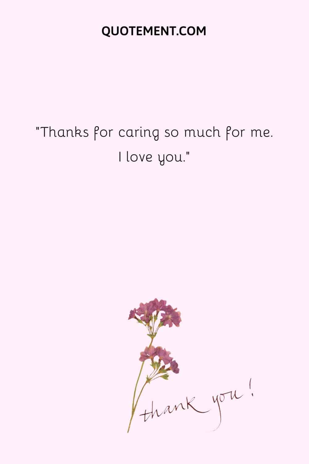 Thanks for caring so much for me. I love you.