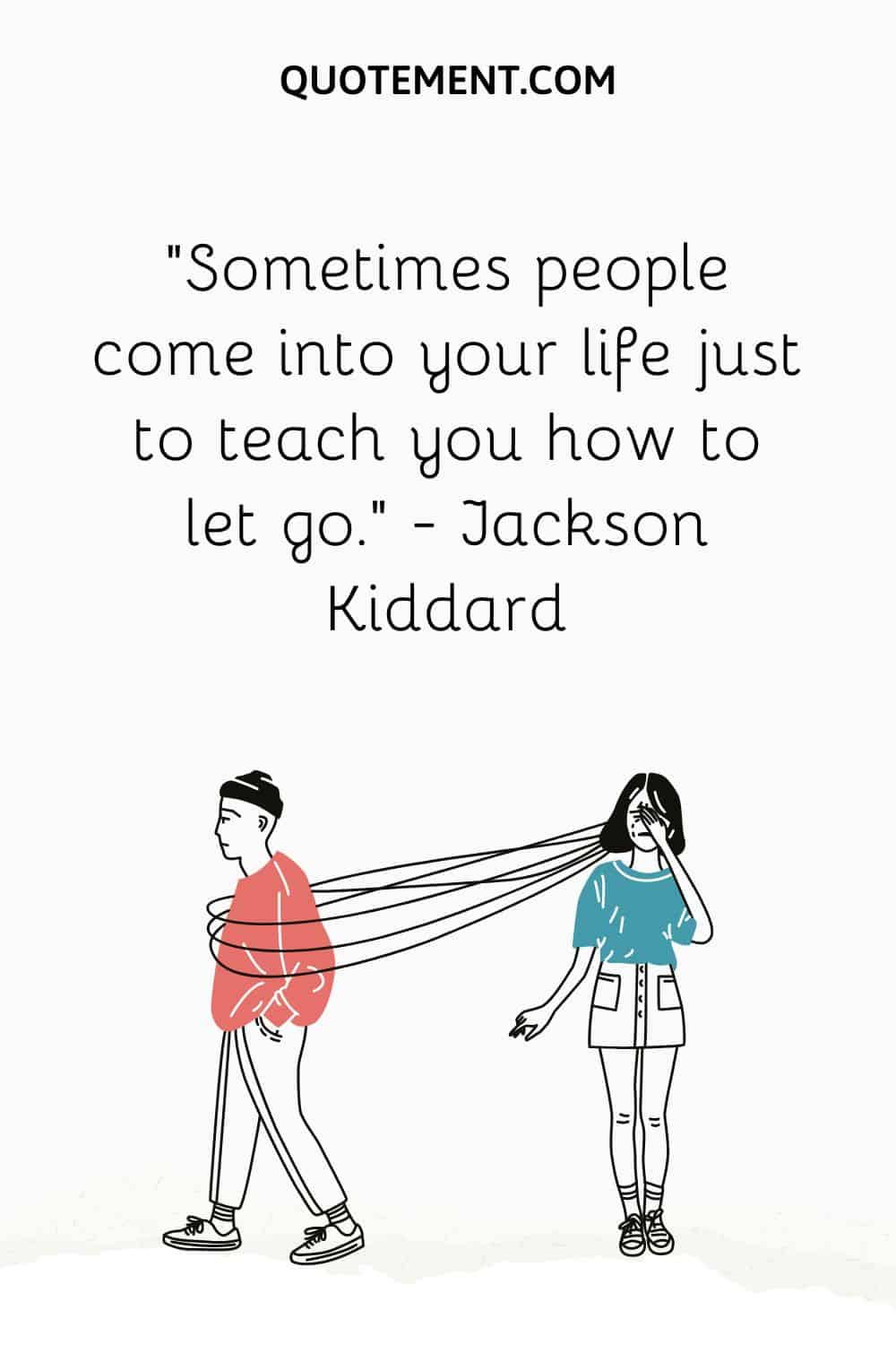 illustration of two people representing letting people go quote