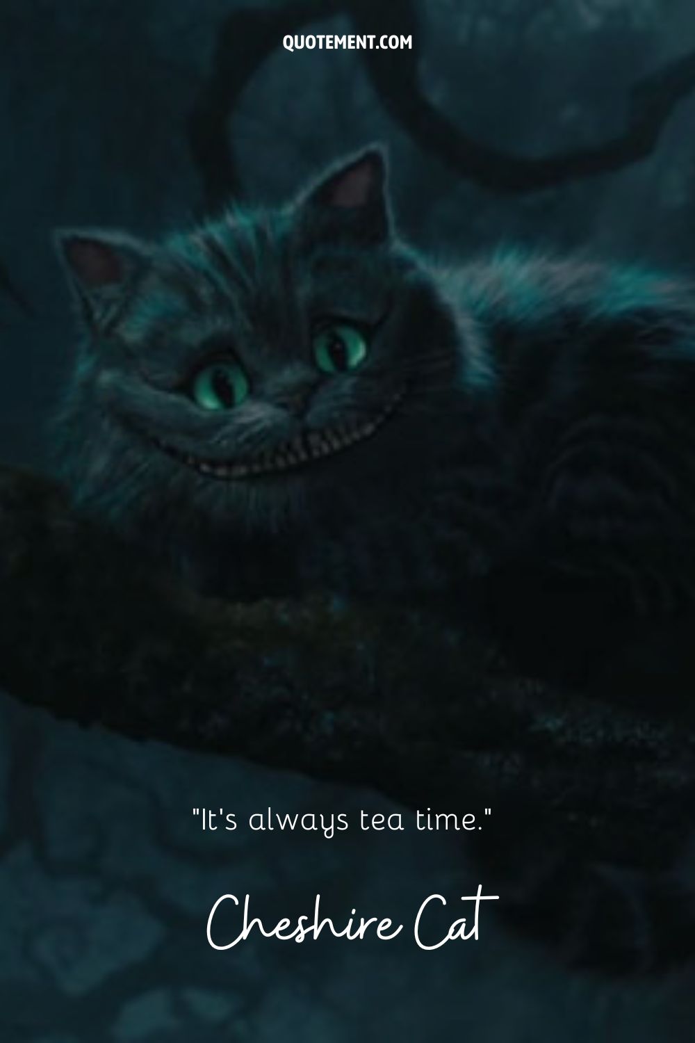 Cheshire Cat quote and the image of the cat in the background as well