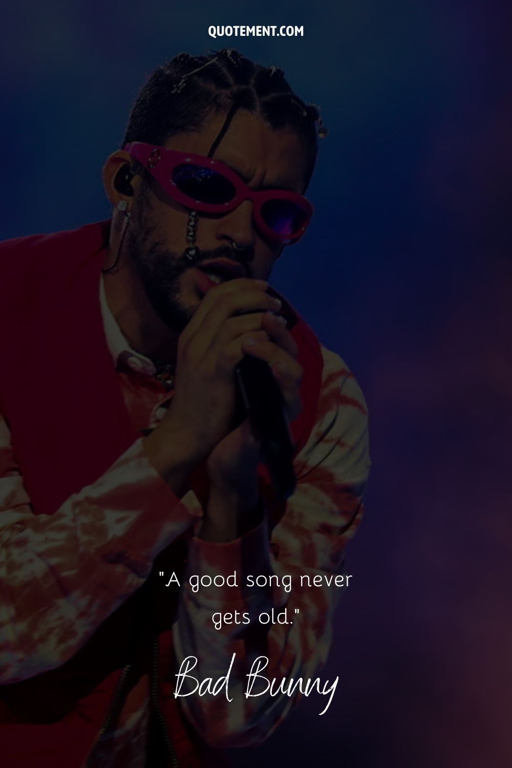 bad bunny singing on stage representing bad bunny song quote