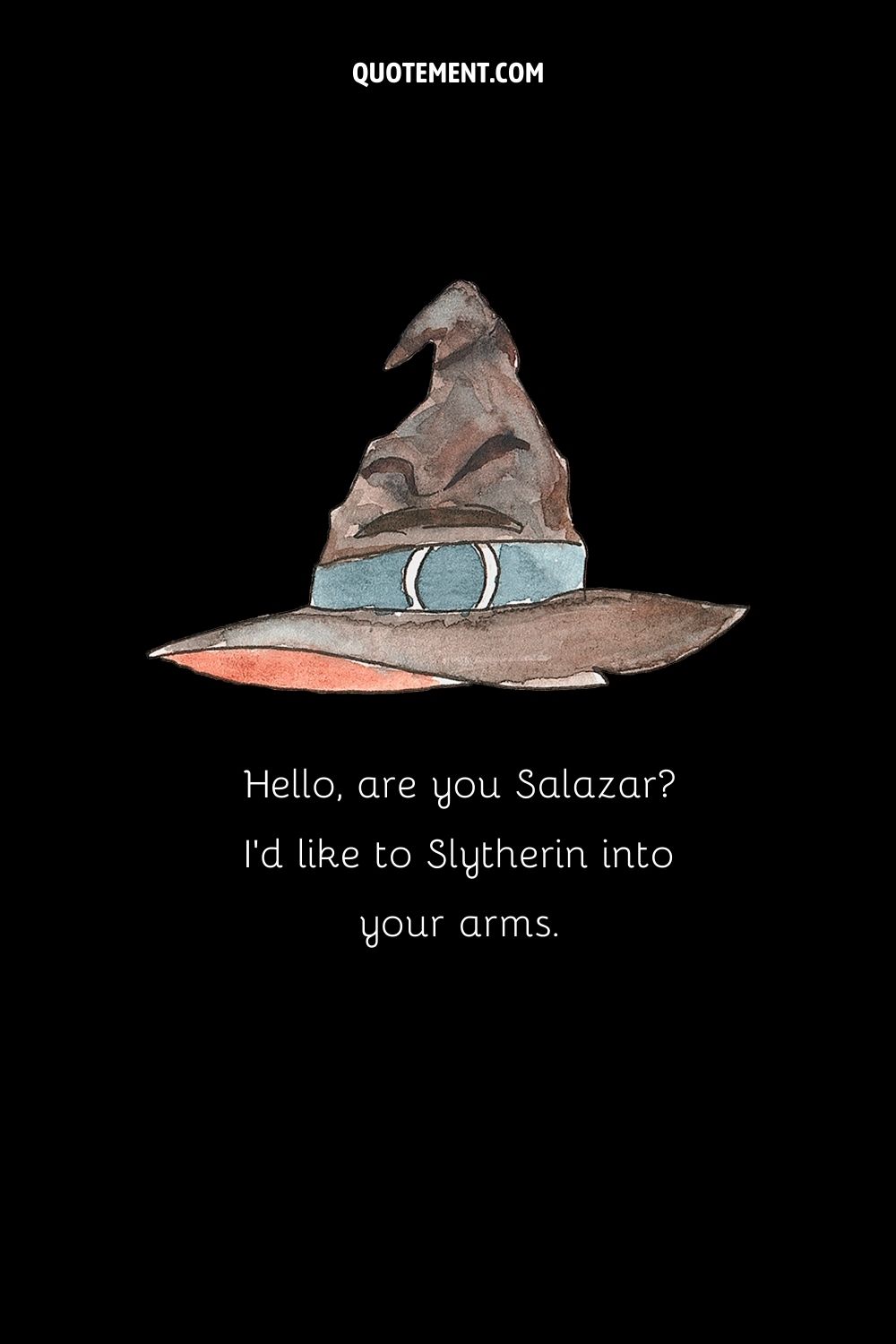 illustration of a black magic hat representing Slytherin pick up line
