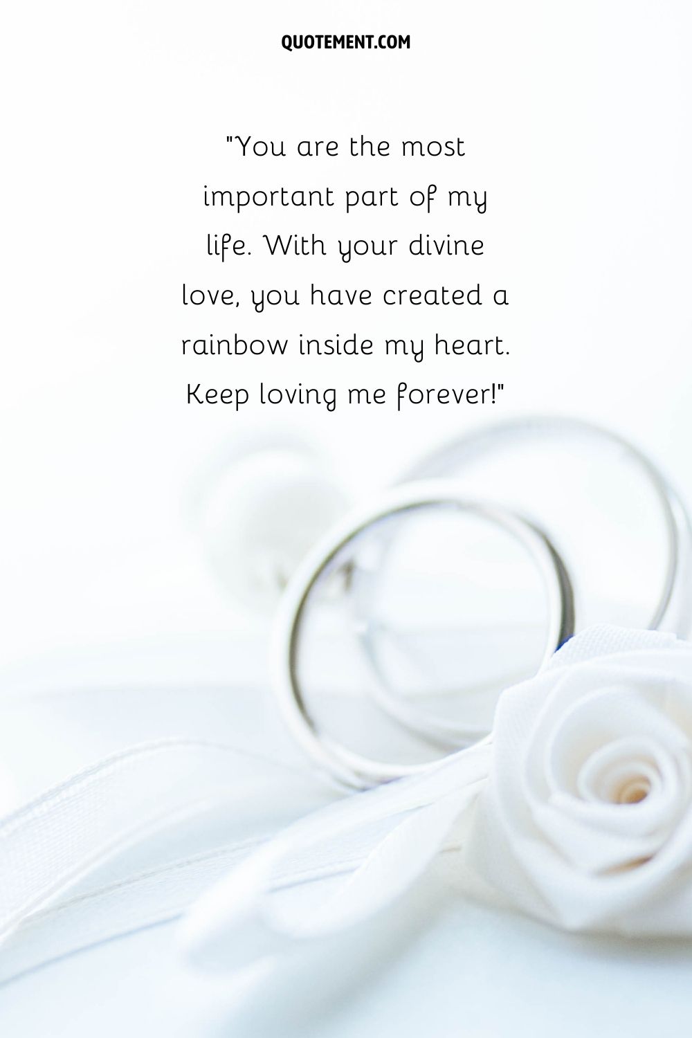 white rose and wedding rings representing heart touching wedding anniversary quote for your wife