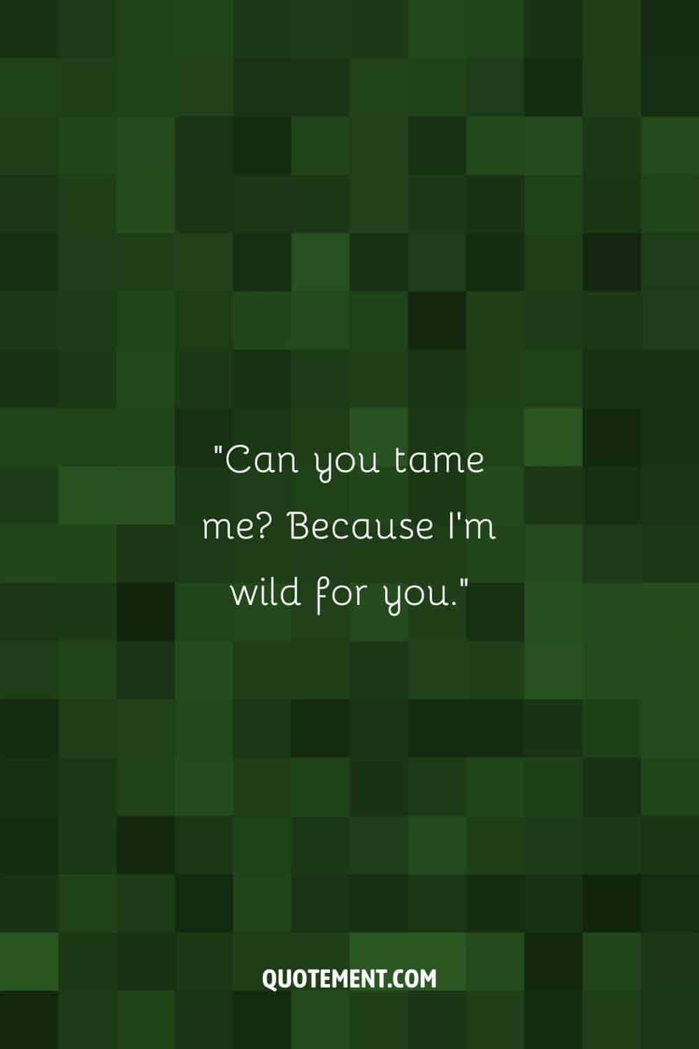 Can you tame me Because I'm wild for you.