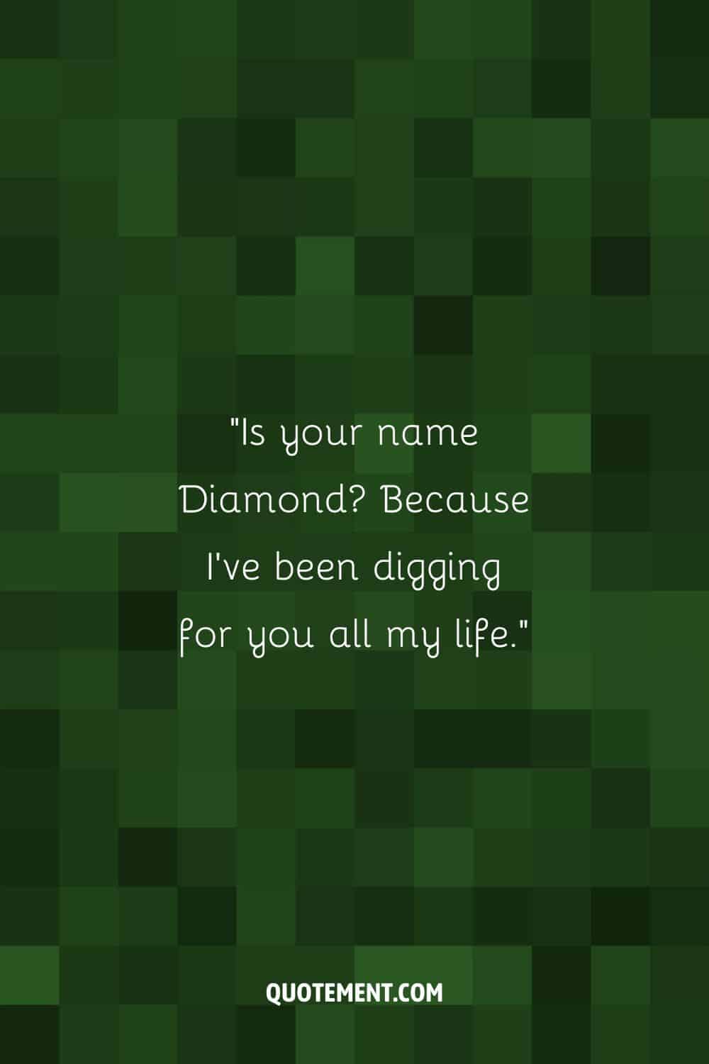 Is your name Diamond Because I've been digging for you all my life.