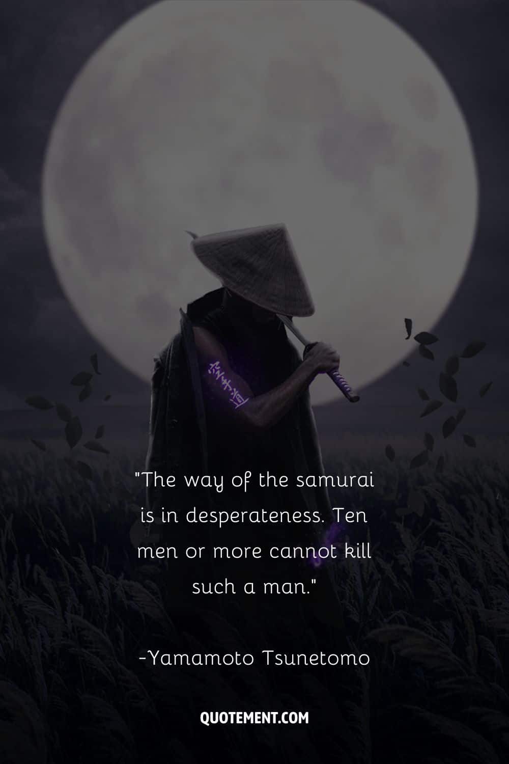 Majestic samurai with his head bowed representing best samurai quote