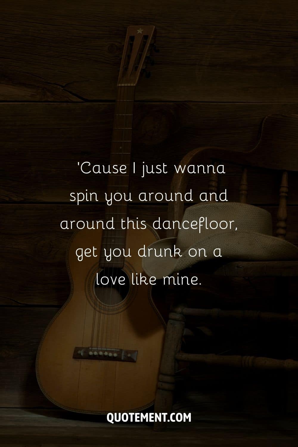 a guitar in a rustic surrounding representing morgan wallen song quote