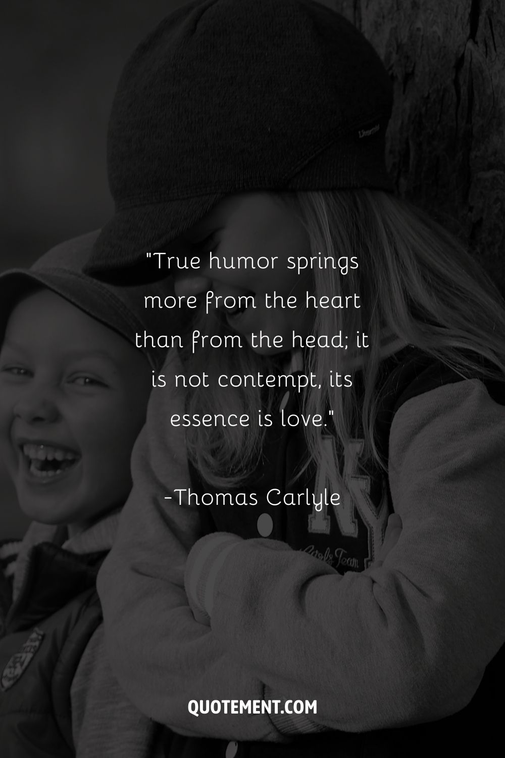 laughing boy and girl side by side representing quote on laughter and love