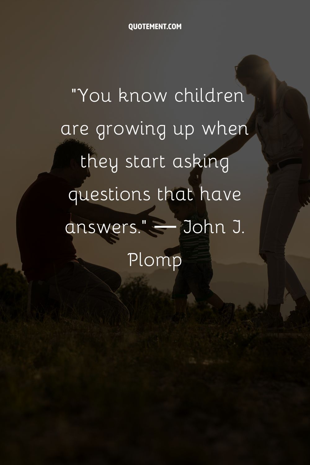 Family trio representing kids growing up quote.