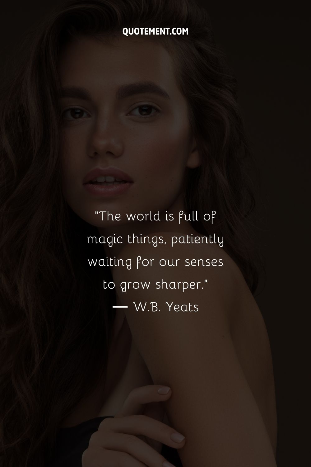 A pretty woman posing at the camera representing an inspiring magic quote
